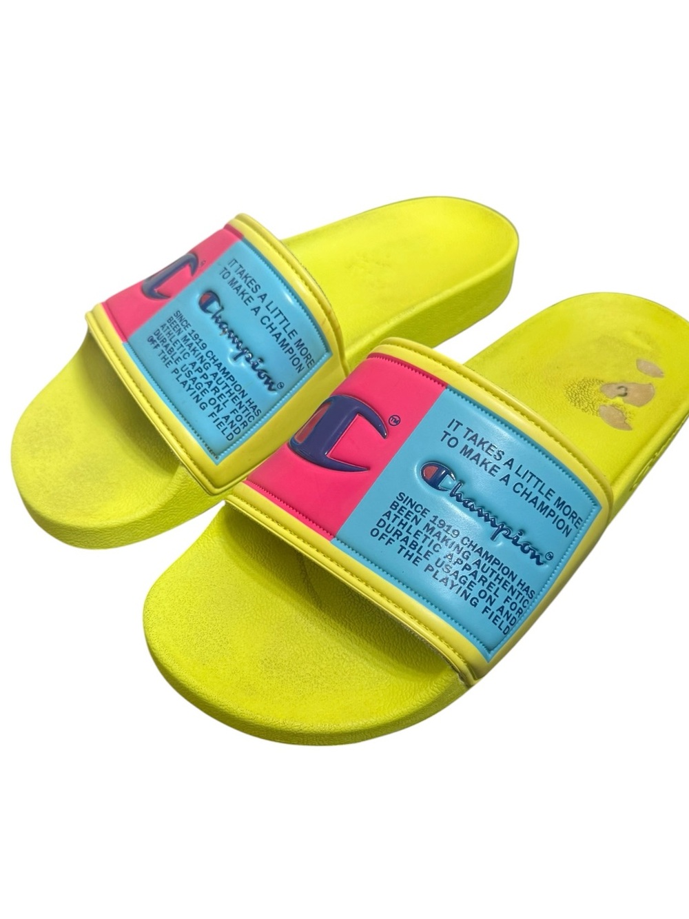 CHAMPION Men’s IPO Select Pop Color Jock Tag Slides EUC M8/W6